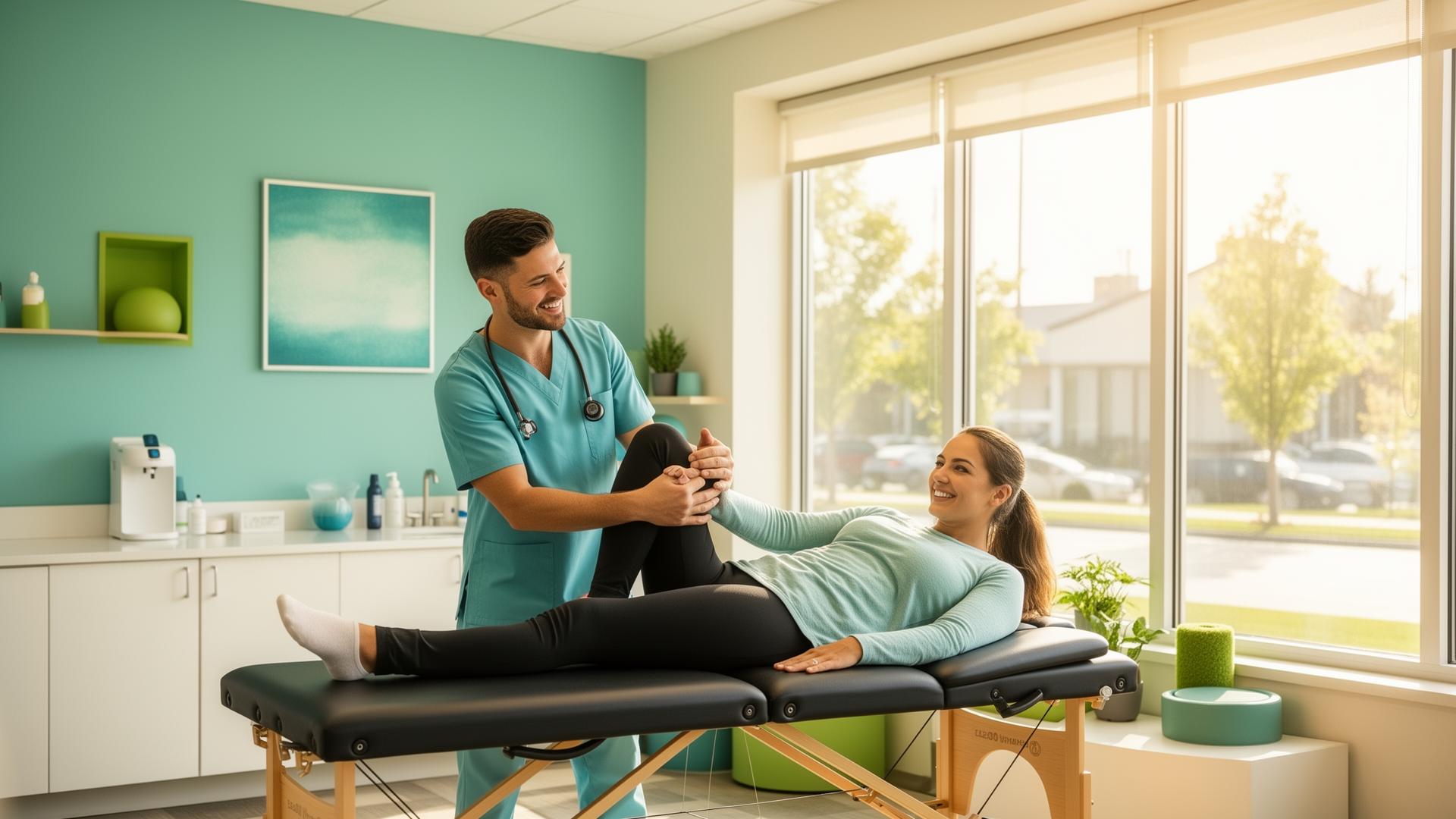Physical therapist working with a patient at MI Therapy Clinic in Southfield, Michigan